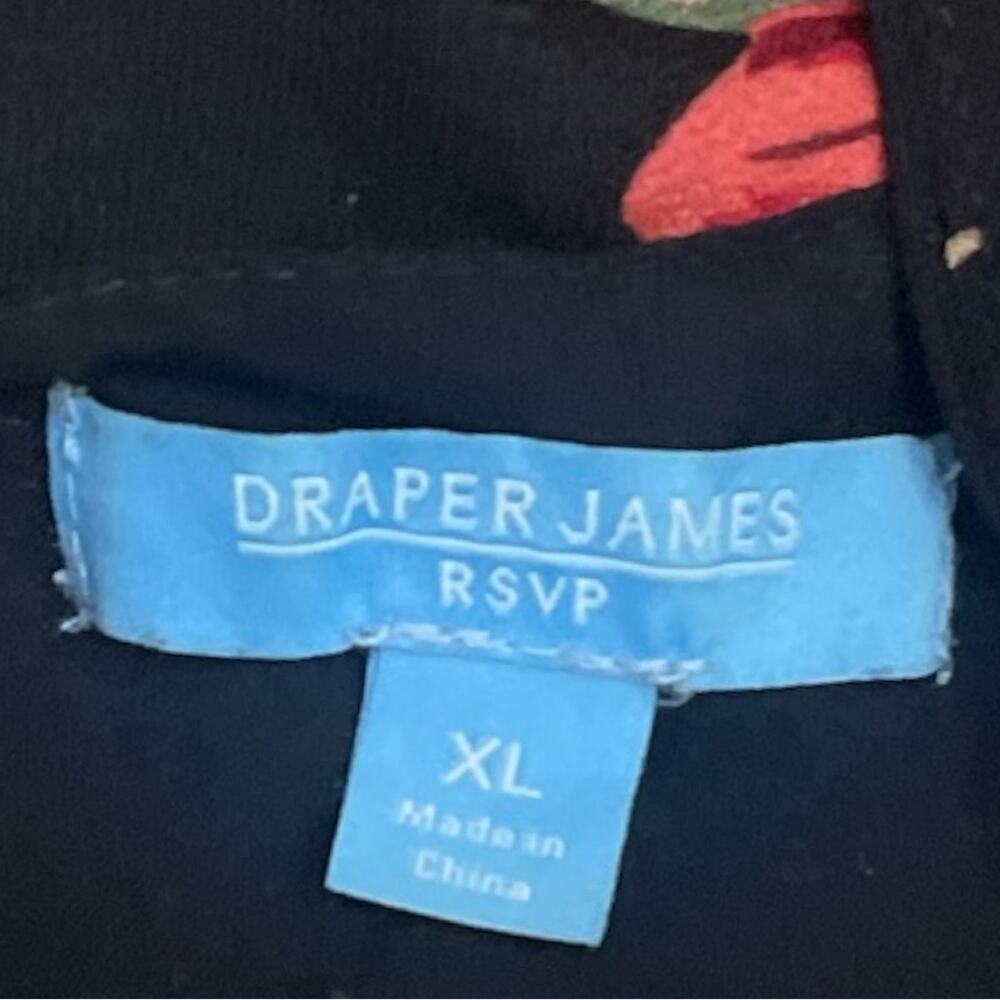 Draper James Black Floral Long Sleeve Ruffle Midi Wrap Dress Size XL Feminine - Picture 11 of 13
